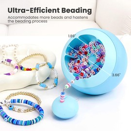 Tilhumt Bead Spinner for Jewelry Making, Clay Beads Spinner for Necklaces Maker, Electric Bead Spinners Bracelet Maker Machine with Beginner Friendly Positioning Mat, Gift for Craft Lovers, Blue