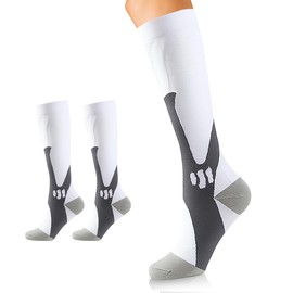 Calf Supporter Socks, Compression, Protection, Calf Supporter, Elastic Stockings, Standing Work, Walking, Sports, Refreshing (White, XXL)