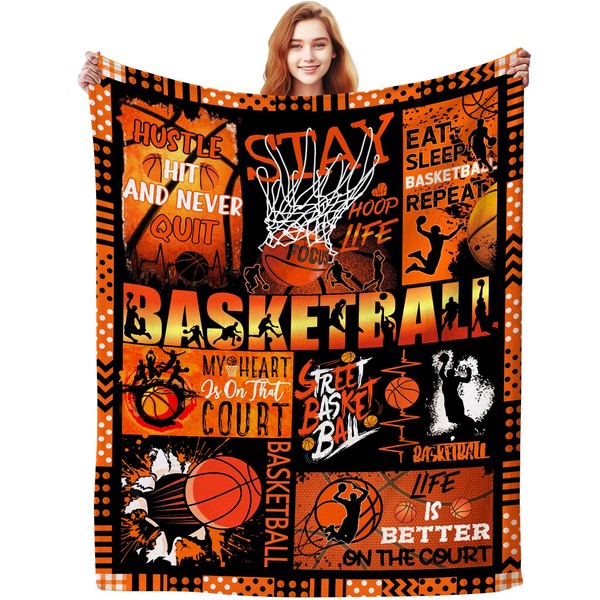 ZABAOBO Basketball Blanket Gifts for Boys Girls Men,Basketball Accessories Basketball