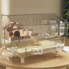 Luxury Acrylic Hamster Habitat, Multi-Level with Wooden House, Exercise Wheel,