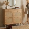 Rattan Front Shoe Cabinet 2 Drawers 4 Flip Compartments 105*24*110cm