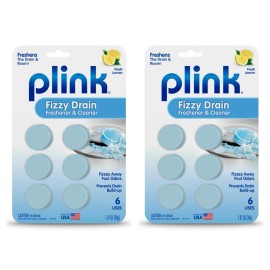 Plink Lemon Scent Drain Freshener Effervescing Tablets 6 Count Pack of 2