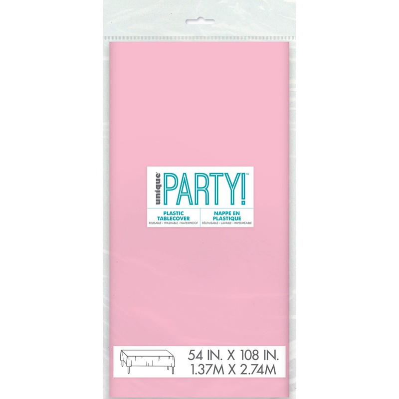 Unique Party 50392 - Baby Pink Plastic Tablecloth, 9ft x