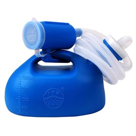 2000ML Portable Urinal for Men and Women, Spill Proof Urine Bottles for Men, Thick Large Pee Bottle with Long Tube and Lid, for Hospital Car Home Toilet Travel Camping Blue, No Brush