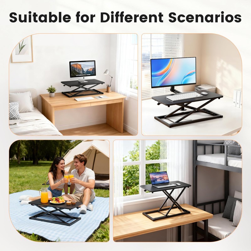 Standing Desk Converter Adjustable Height, 23.6" x 13.4" Keyboard Riser