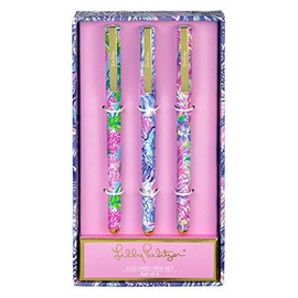 Lilly Pulitzer Colored Pen Set of 3, Includes Pink/Blue/Green Ink, Shade Seekers (Assorted)