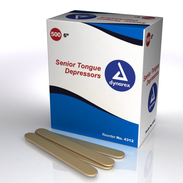 Senior Tongue Depressor Dynarex, 500 Count (Pack of 10)