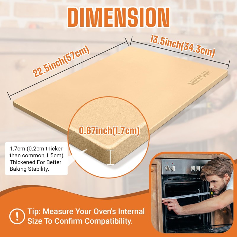 22 Inch Rectangle Pizza Stone Set, Large Pizza Stone for