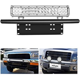 Nilight - 90021B Light Bar Mounting Bracket Front License Plate Frame Bracket Holder for Off-Road Lights LED Work Lamps , 2 Years Warranty