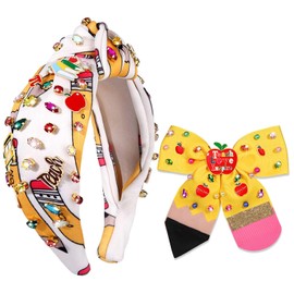 Teacher Accessories for Women Teacher Headbands School Pencil Headbands Hair Claw Clips Teacher Earrings Heishi Bracelets Back To School Teacher Jewelry Outfits Teacher Application Gifts