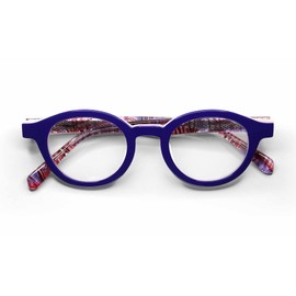 eyebobs TV Party Premium Reading Glasses for Women and Men | Round Average-Size Reading Glasses | Purple Front with Pink and Purple Demi Temples | 1.00