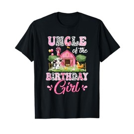 Uncle Of The Birthday Girl 1St Birthday Cow Farm Family T-Shirt