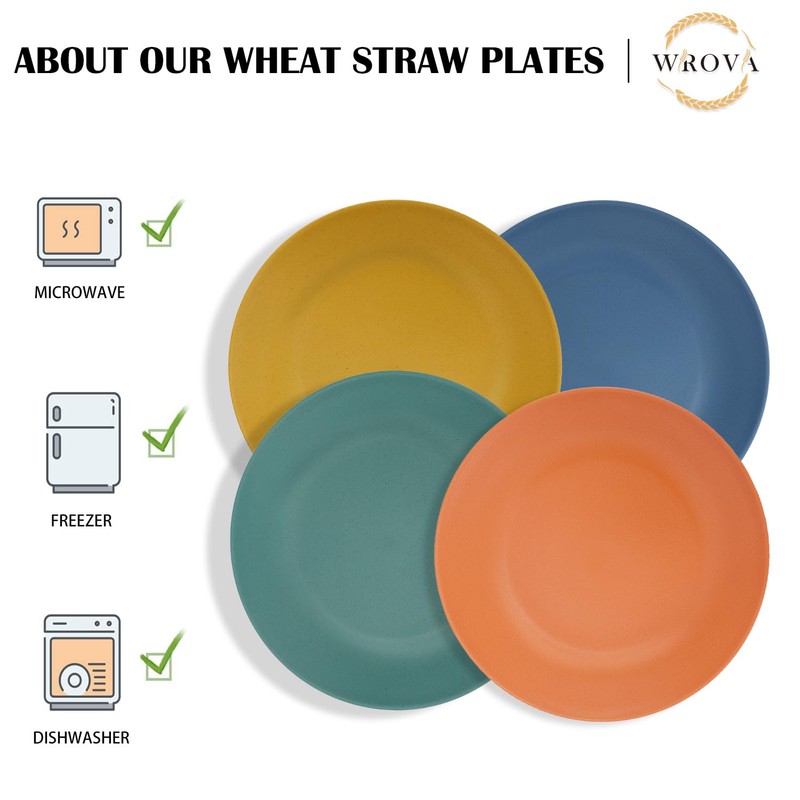 Wrova Wheat Straw Dinner Plates 10 Inch Unbreakable Set of