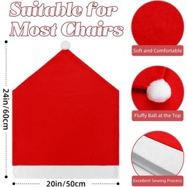 KIMOBER 2 Pcs Christmas Chair Covers Decor,Santa Claus Hat Christmas Chair Slipcovers Sets for Christmas Dinning Decoration