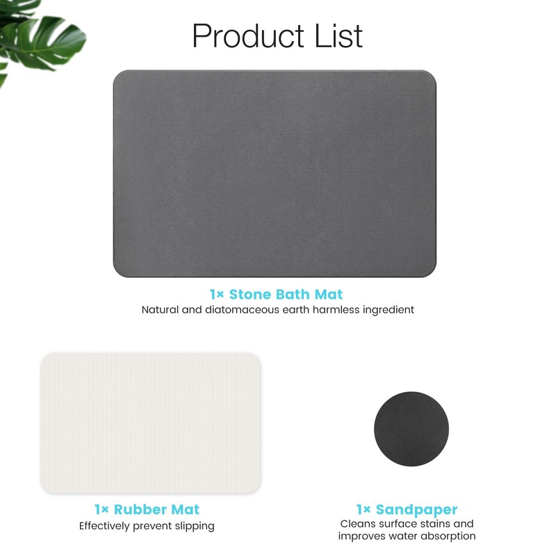 Greenturf Diatomite Stone Bath Mat, Premium Non-Slip Natural Diatomaceous Earth