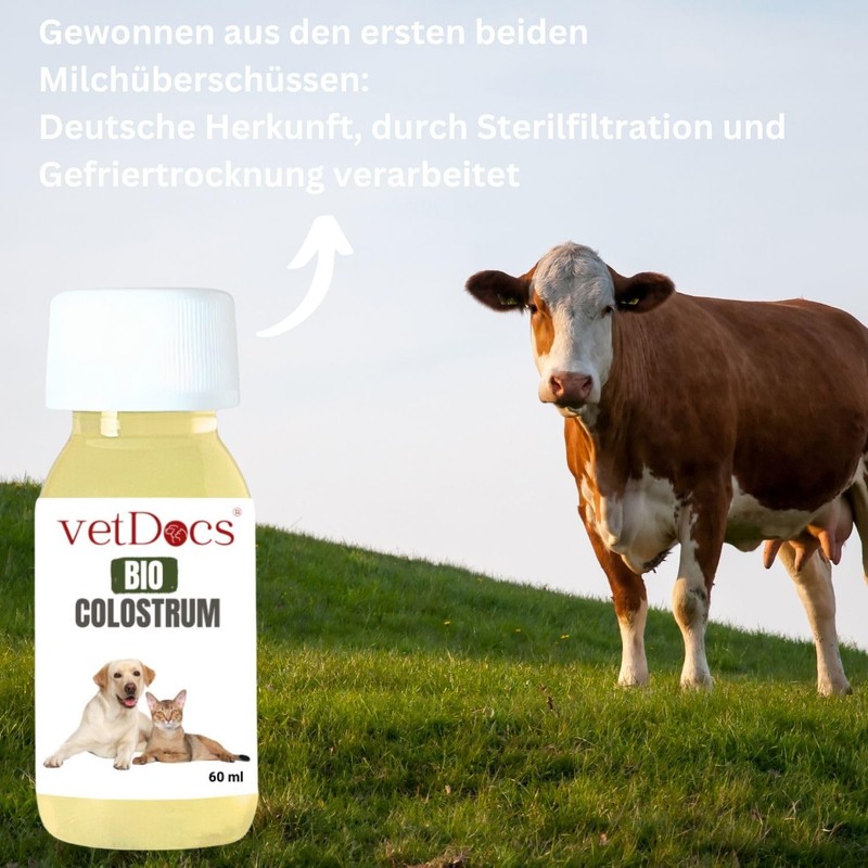 vetDocs Organic Colostrum Liquid, Colostrum Dog, Colostrum Cat with Powerful