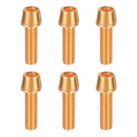sourcing map 6pcs Bike Disc Brake Caliper Bolts M5 x 18mm Hex Bicycle MTB Disc Brake Caliper Adapter Screws Bolts for Road Mountain Bike BMX, Gold