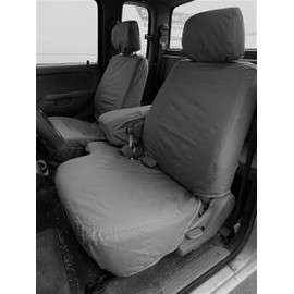Durafit Seat Covers, Made to fit 2001-2004 Tacoma Front Seat Covers in Gray Endura 60/40 Split Seat with Integrated Opening Console, Adj. headrests, and Fold Console w/Lid