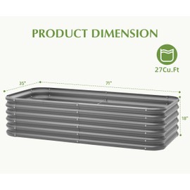 Galvanized Raised Garden Bed, Outdoor Planter Bed, Metal Planter Box for Gardening and Planting,6x3x1.5ft, Dark Grey