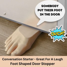 Large Foot Door Stop - Fun Gag Gift, Safe for All Floors, Size 1.25" H for Under Door Gap Up to 1" - Hotel Security for Travelers