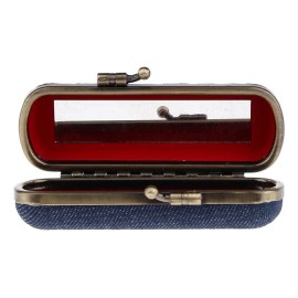 Estuche De Brillo Labial Con Espejo Para Bolso Azul Oscuro
