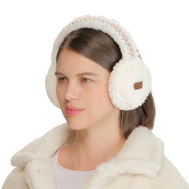Beanie Trendify C.C Sherpa with Embroidery Earmuff for Women - Cozy Warmth and Stylish Detailing for Winter - Color: CAMEL