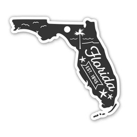 Squiddy Florida State Shape Vintage Retro Style - Vinyl Sticker Decal for Phone, Laptop, Water Bottle (3" high)