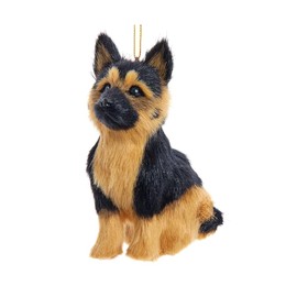 The Bridge Collection German Shepherd Dog Ornament - Furry German Shepherd Ornament for Holiday Decor - Animal Christmas Tree Ornament - Pet Ornaments for Dog Lovers