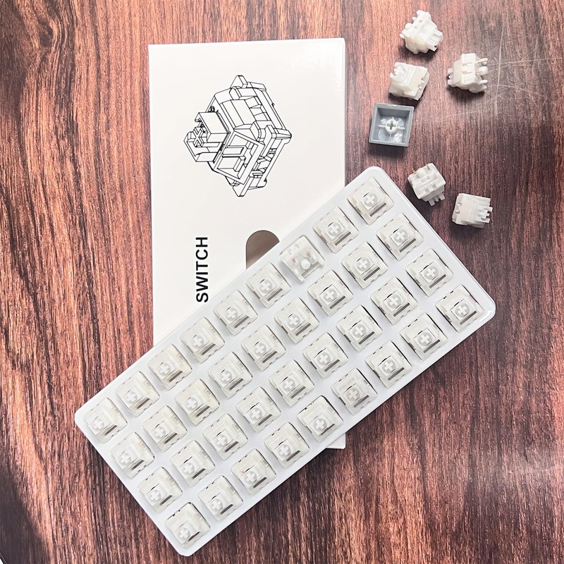 Silent White Jade Mechanical Gaming Keyboard Switch, 5-Pin Linear/Gaming/Office/Pre-Lubricated Dustproof