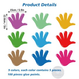 Wonmon 45 PCS Colorful Hand Prints Cutouts for Classroom Decorations, Handprint Paper Cut-Outs for Bulletin Board School Wall Decorations, Student Nameplates Name Tag for Back to School