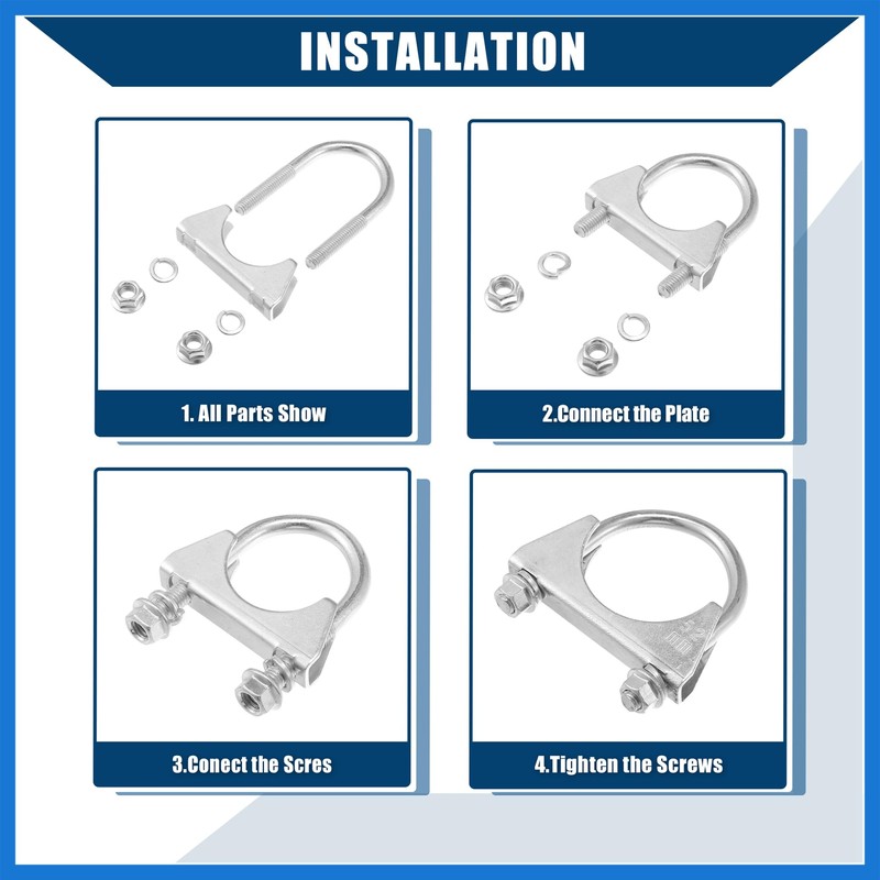 VekAuto Round U Bolt Muffler Exhaust Clamps for Car /
