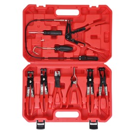 9pcs Hose Clamp Pliers for Fuel Oil and Water Hoses, Long Reach Hose Clamp Remover Kit with Flexible Wire Clic R Type Swivel Jaw Flat Band Pliers