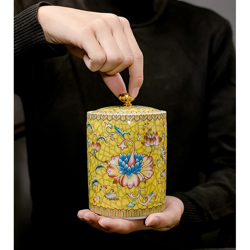Bicuzat Enamel Ceramic Tea Caddy Tea Canister Tea Storage Container
