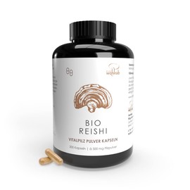 Pilze Wohlrab | Reishi Capsules Organic Powder | Pack of 200 | 1 Tin | 500 mg Pure Reishi Powder per Capsule | Vital Mushroom Powder | Highest Organic Quality