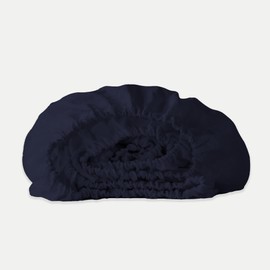 Color Sense 100% Cotton King Size Fitted Sheet Navy, Percale Weave, Cool & Crisp, Bed Sheet, Lightweight & Breathable, 150x190cm, 40cm Deep Pocket Fitted King Size Bottom Sheet