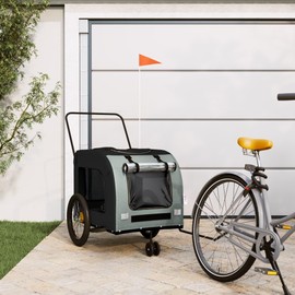 TREATLIFE HOME Pet Bike Trailer, Handy Outdoor Bicycle Cargo Trailer for Dogs, Oxford Fabric, Easy Attachment, Large Wheels, Ideal for Pets and Groceries, 26.8" x 52.8" x 28.7", Black and Grey