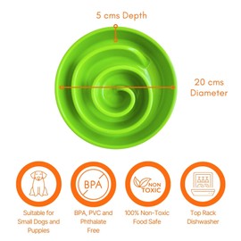 DOOGUES Slow Feeder for Dogs, Slow Feeder Dog Bowl, Non-Slip Base (Green, Small)