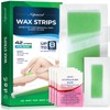 Nopunzel Hair Removal Wax Strips Kit - 42 Waxing Strips in 2 Sizes for Smooth Skin, Face and Body Wax Strips for Women and Men, Includes 4 Soothing Calming Oil Wipes (Green)
