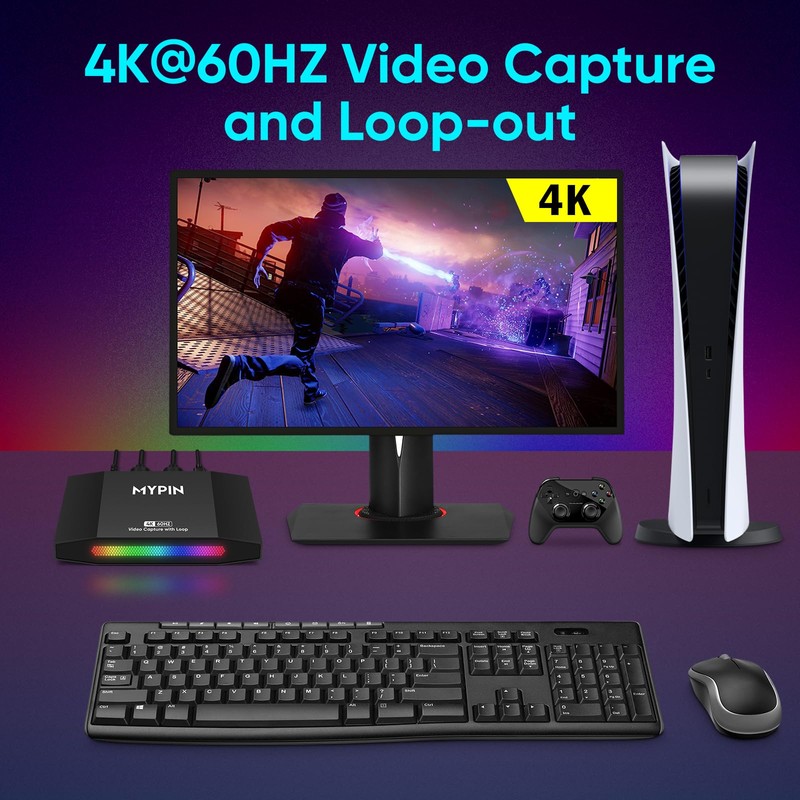 4K 60fps HDMI Video Game Capture and Passthrough Support HDR