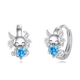 VONALA Unicorn/Sloth/Cat/Pig/Cow/Frog/Rabbit/Koala Hoop Earrings, 925 Sterling Silver Animal Jewellery with Pink Cubic Zirconia for Women, Girls, Children, Cubic Zirconia, Cubic Zirconia