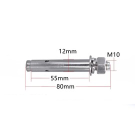 M10 x 80 mm External Hex Expansion Bolts Screws Sleeve Anchors, 304 Stainless Steel, 4Pcs