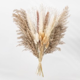 Fulolar Natural Pampas Grass Mix Bouquet, Dried Pampas Bouquet for Wedding Boho Flowers Home Table Decor Desk Decor, Rustic Farmhouse Decor