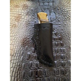 Custom Right Hand Leather Knife Sheath Fits Buck 110 Knife, 5" Folding Knife Holder, Black