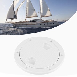 GAESHOW 4in Boat Round Non-Slip Inspection Hatch Cover with Detachable Cover, Marine Deck Cover ABS White Round Anti-UV Corrosion Resistant Marine Parts