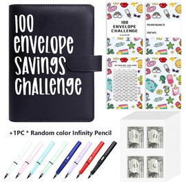 „ÄêFaddish„Äë100 envelope savings books + unlimited writing pencils for easy and fun savings of $5,050, perfect for budget planners:_100-Days Black