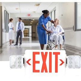 OSTEK 4 Pack Red LED Exit Sign with Emergency Light, Two LED Adjustable Head Emergency Exit Lights with 90 Minutes Battery Backup, Dual LED Lamp ABS Fire Resistance UL-Listed (4)