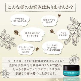 Rich Moroccan Maximum Repair Hair Mask, 200g x 2, Rinse Treatment Argan Oil (Made in Japan), Hair Pack, Hair Mask, Salon, Moist