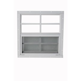 Shed Window 16x16 White - Vertical Slider with Tempered Glass & Bug Screen