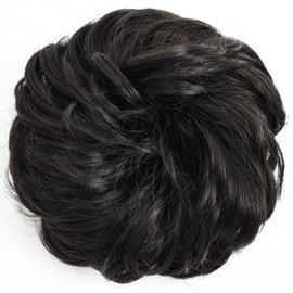 PARXITN Messy Bun Hairpieces for Women Hair Bun Hair Extension Updo Hairstyles Curly Messy Bun Scrunchie Darkest Brown Tilt to Black