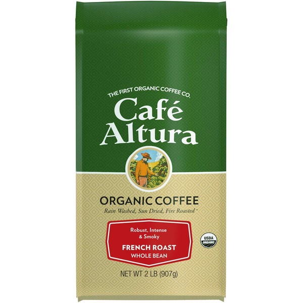 Cafe Altura Whole Bean Organic Coffee, French Roast, 2 Pound